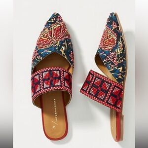 EUC Anthropologie beaded tapestry flats